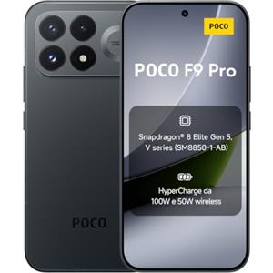 XIAOMI POCO F9 Pro, Smartphone 12+512GB, Nero, Batteria 6330mAh, HyperCharge 100W | Snapdragon® 8 Elite Gen 5 V Series, VisionBoost D8, Display AMOLED Ultra-luminoso da 6,59" a 185Hz, Fotocamera OIS AI 200MP