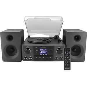 Soundmaster MCD1950SW torre stereo con giradischi DAB+ lettore CD USB MP3 Bluetooth codifica digitalizzazione, 75 ohm, attacco antenna