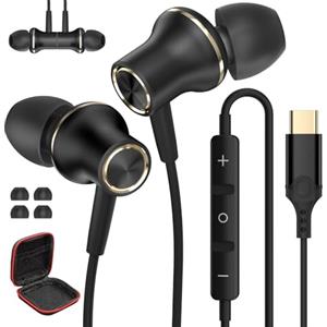 AIAUXAI Cuffie USB C per iPhone 18 Pro 17 16 15 Microfono Controllo Volume Nero | Cuffie con Filo per OPPO per Xiaomi, Auricolari Tipo C in Ear per Samsung Galaxy S26 Ultra S25 S24 S23 S22 A56 A16 A17 Laptop