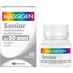 Massigen - Senior, Integratore Multivitaminico e Multiminerale per Over 50, Soddisfa il Fabbisogno Nutrizionale, con Coenzima Q10 e Luteina, 30 Compresse
