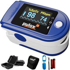 Pulox Pulsossimetro Pulox PO-200 Set - Saturimetro da dito professionale con custodia, borsa, batterie e cordino - Misurazione di SpO2, polso e PI sul dito