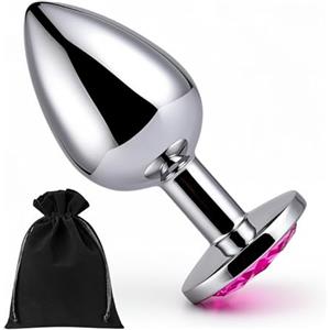 Future of your pleasure Sensual Divaricatore analesex toy 7,2 cm x 2,7 cm con diamante anale rosa - Elegante butt plug in acciaio inox per principianti e coppie FOPS A20-1