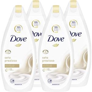 Dove 4x Dove Bagnodoccia Idratante Seta Preziosa Bagnoschiuma Pelle Effetto Seta - 4 Flaconi da 450 ml