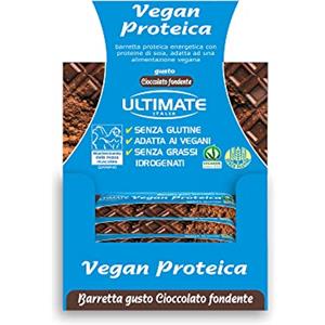 Ultimate Italia - Barretta vegan proteica al 27% - gusto cioccolato fondente - 24x40g - senza glutine, senza lattosio, 100% vegetale