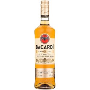 Bacardi BACARDÍ Carta Oro Superior Gold Rum, iconico caraibica, 37,5% vol., 70 cl | Rum caraibico iconico, note di vaniglia, caramello e rovere tostato, perfetto per Cuba Libre e drink miscelati, 700 ml