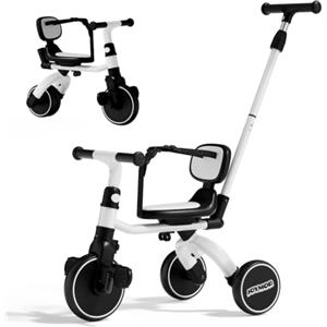 Bonnlo Triciclo Evolutivo 5 in 1 per Bambini 1-5 Anni, Triciclo Passeggino con Pedali, Maniglione e Ruote Rimovibili e Regolabili, Bici senza Pedali, Balance Bike