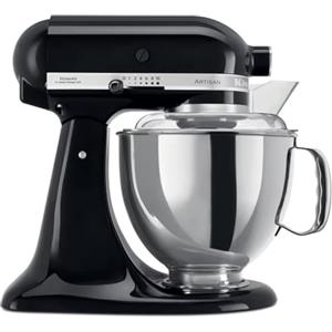 KitchenAid Artisan Planetaria 4,7L con Ciotola 3L Nero onice | Dalla pasta madre alle meringhe con 5 accessori e frusta a bordo flessibile; design iconico in metallo resistente