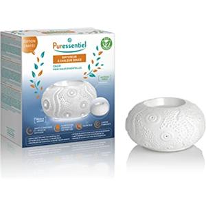 Puressentiel Diffusore per Oli Essenziali a Calore Dolce CALVI | Temperatura regolata. Design elegante in ceramica. Luce d'ambiente. Spegnimento automatico dopo 1h. Superfici fino a 20m²