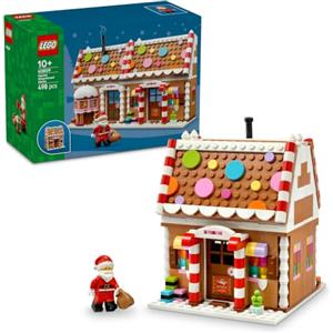 LEGO Casa di pan di zenzero festiva 40809 | Giochi per bambine da 10 anni, giocattolo natalizio di arti e mestieri, minifigure di babbo natale, idea regalo, 498 pezzi