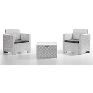 Bica 9073 Set Nebraska Salottino 2 Posti, Bianco, 155 x 150 x 79 cm