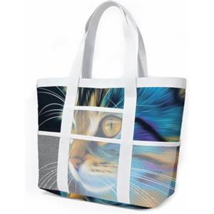 HJOSWVNS Borsa Mare Grande Borsa Mare Donna Resistente Beach Tote Bag Spiaggia Con Zip Shopping Bag Donna Borse Mare Pieghevole Leggera Borsone Piscina Viaggio