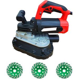 Xenmekrx Fresatrice Cemento 2450W Levigatrice Pavimento Aspirazione | Smerigliatrice per Calcestruzzo 2450W con 3 Dischi Abrasivi e Cuffia Antipolvere per Cantiere e Soffitto(110v)