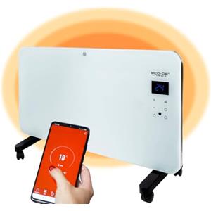 ECO-DE ECODE® Radiatore Elettrico Basso Consumo 2000W, Stufa Elettrica Ideale come Termoarredo Bagno o Stanza, Termosifone con Termoconvettore Ceramico da Parete, su Ruote o Piedini con WiFi e Display Touch