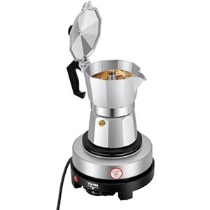 NiuLifeya Macchina da caffè espresso con piastra riscaldante elettrica, 500 W, caffettiera espresso in alluminio, caffettiera per stufa a gas, fornello elettrico, fornello in ceramica e fornello da