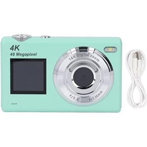 Nutriess 4K Digital Camera AutoFocus 48MP 16x Zoom Portable Portable Compact a doppio schermo Filtri di bellezza Studenti Bianco (Green)