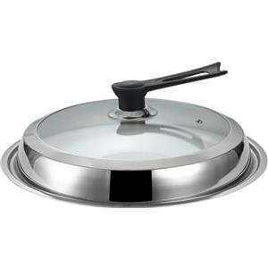 Donkivvy Coprivaso in acciaio inox con coperchio in vetro, multiuso, adatto per wok e padelle (40 cm)