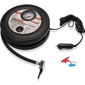 A2ZWORLD Mini Compressore Portatile per Auto, gonfia Pneumatici Auto Portatile, 12V Professionale, Pompa Aria con Manometro Analogico, Presa accendisigari, Forma Pneumatica