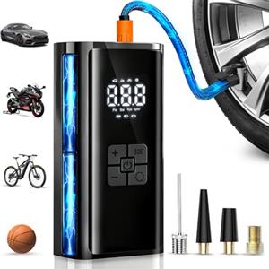 Dictien Compressore Aria Portatile, Compressore Portatile Bici,150 PSI (10,3 Bar) | Compressore Portatile Moto, Gonfiatore Elettrico con Automatico, LED, per Bicicletta, Auto, Moto, monopattino, Palloni