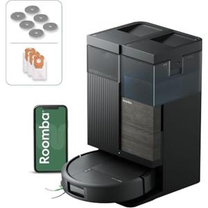 iRobot Roomba® Plus 576 Combo robot aspirapolvere lavapavimenti, 25.000 Pa | Con stazione AutoWash™ autosvuotante lavaggio mop estensibili con acqua calda 75°C e asciugatura a caldo, AI + LiDAR, nero