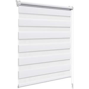 WOLTU Tenda a Rullo Giorno e Notte Senza Foratura 60x220 cm, Bianco | Doppio Strato, Traslucida e Oscurante, con Fissaggio a Morsetto, per Interni Finestre e Porte, Larghezza Tessuto 57 cm