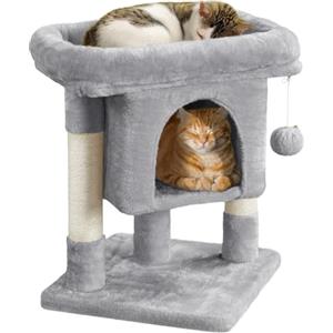Yaheetech Tiragraffi Albero per Gatti con Posatoio Grande Graffiatoio per Gatti 40,5 x 40,5 x 59 cm Grigio Chiaro