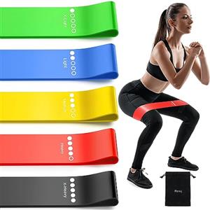 Generic Confezione da 5 fasce elastiche di resistenza in lattice naturale, per allenamento della forza, yoga, pilates, palestra, fitness, per uomini e donne