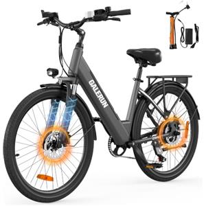GaleRun E Bike 26' Biciclette Elettriche Freno Idraulico per Uomo/Donna,Motore Ruote,Autonomia Max120km,Batteria 468Wh (36V13Ah),7velocità,25km/h,per Pendolari Urbani -Grigio/Blu