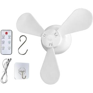 Generico Ventilatore A Soffitto 4 Velocità Mini Portatile Ricaricabile Soffiatore | Ventilatore per soffitto da esterno per Dormitori Tettoia Spiaggia Veicolo Ricreativo Auto Camper All'aperto Tenda