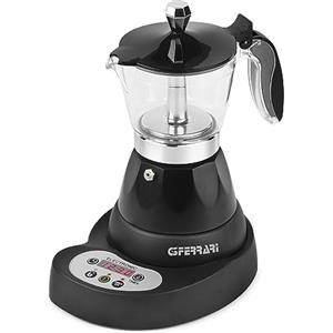 G3 Ferrari G10045 Moka Elettrica Programmabile per caffè in polvere, 400 W, 3 tazze, Display LED, Controllo Elettronico, Timer, Mantenimento in caldo, Alluminio, Nero