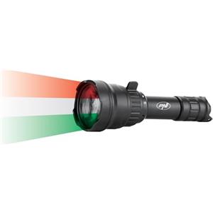 PNI Torcia LED Adventure F300 in 3 colori, bianco, rosso, verde, portata 500 m, flusso luminoso 540 lm, batteria 18650 3000 mAh inclusa, caricabatteria incluso, zoom e