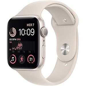 Apple Watch SE (2ª gen.) (GPS, 44mm) Smartwatch con cassa in alluminio color galassia con Cinturino Sport color galassia - Regular. Fitness tracker, monitoraggio del sonno, Rilevamento incidenti