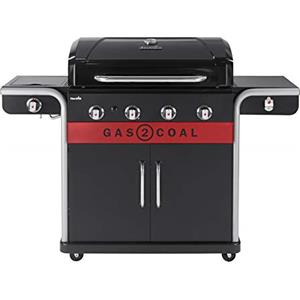 Charbroil Char-Broil Barbecue Ibrido Gas2Coal 2.0 440 per Gas e Carbone, 4 Bruciatori | Ideale per +6 persone, Passa da gas a carbonella in 60 secondi, Griglie in ghisa, Accensione elettronica, Vassoio carbone
