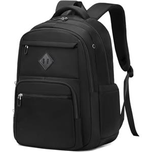 Sisipoet Zaino da donna, da uomo, zaino per computer portatile, da viaggio, borsa da scuola per il tempo libero resistente all'acqua per liceo, università, lavoro, ufficio, Nero , Classico