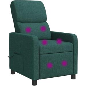 vidaXL Poltrona Massaggiante Verde Scuro Tessuto