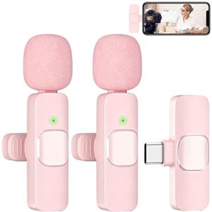 Mikiuly Microfono Wireless Lavalier, Mini Microfono Clip Riduzione Plug-and-Play, per Registrazioni Video, Podcast, Interviste, Vlog, Batteria 6 Ore