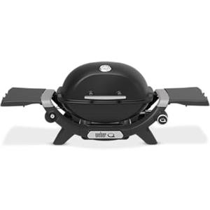 Weber Barbecue a gas Q 1200N con ripiani laterali | BBQ compatto, griglie in ghisa smaltata, termometro, bruciatore alta efficienza, area cottura 1290 cm², Midnight Black