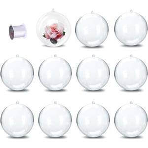 Beafaeur 10 PCS Palline di Natale Personalizzate Acrilico Transparente | Palla di Natale con Foto Con Corda Appesa e Occhiello, Fillable Apribili, per Decorare Alberi di Natales (10cm)