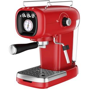 Cucina di Modena Macchina per espresso retrò 20 bar con adattatore per capsule Nespresso, serbatoio da 0,7 l, rossa