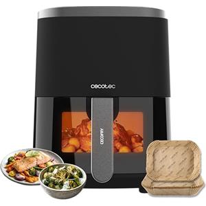Cecotec Friggitrice ad Aria senza Olio da 4 L con Finestra Cecofry Fantastik Window 4000 Hot. 1400 W, 9 Modalità, Controllo Touch, Tecnologia PerfectCook, 80-200 °C, Tempo Regolabile, Air Fryer