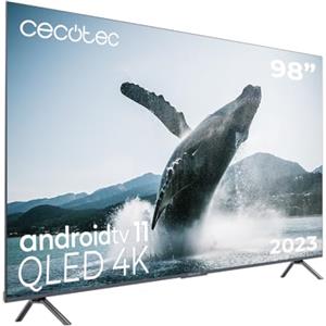 Cecotec Televisore QLED 98" Smart TV Serie V3+ VQU30098+S, 4K UHD, Android TV 11, Frameless, Assistente vocale Google e Chromecast, Dolby Vision & Atmos, HDR10, HBBTV, 2023.