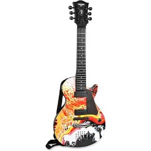 BONTEMPI - Chitarra Rock Elettronica con 6 Corde di Metallo 5 Demo | Rock 3 Stacchi Musicali 5 Ritmi Spegnimento Automatico Cinghia Tracolla Presa Microfono 560mm