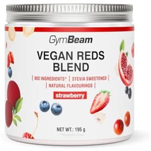 GymBeam Vegan Reds Blend - Vitamina C Complex, 10 Ingredienti BIO con Ginseng Coreano, Superfood Rossi, Supporto Immunitario, Collagene e Vitalità, Vegano, 195 g