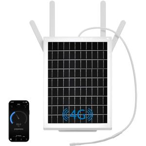 GULZIIYA Router modem 4G LTE alimentato da energia solare | 15W router WiFi solare con slot per scheda SIM, IP66 impermeabile, ripetitore WiFi solare per giardino, fattoria, ranch