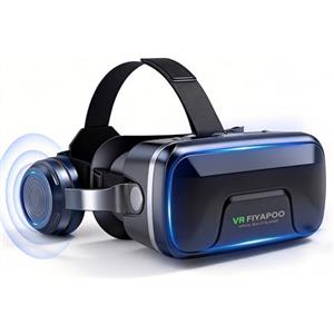 FIYAPOO Occhiali VR 3D con Cuffie, Bambini HD Visore Realtà Virtuale per Film e Giochi, Compatibile con Smartphone Android e iPhone da 4,7 a 7,2 Pollici, Regalo di Natale Perfetto per la Famiglia