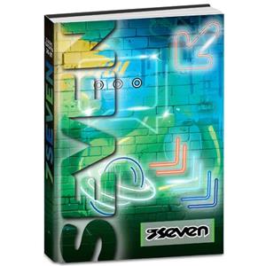 Seven Diario Datato Scuola 12 Mesi, 13,6 x 18,3 cm, 352 Pagine, Copertina Verde Neon, Imbottita su base Olografica, Segnalibro, Stickers, Giochi e Illustrazioni, Diario Scuola per Ragazzi e Bambini