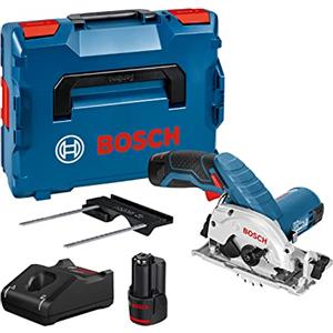 Bosch Professional 12V System Sega circolare a batteria GKS 12V-26 (Ø lama: 85 mm, incl. 2 batterie da 3.0Ah, caricabatteria rapido GAL 12V-40, inserto L-BOXX, L-BOXX)