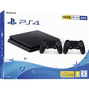 Playstation PS4 - Konsole SLIM 500GB inkl. 2 Controller (Jet Black)