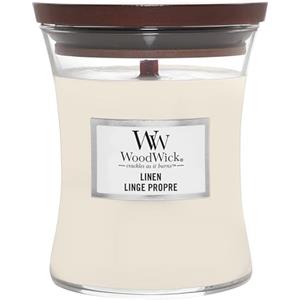 WoodWick Candela profumata Hourglass media con stoppino crepitante | Lino | Durata della fragranza: fino a 60 ore