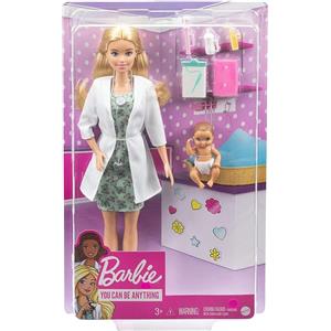 TOYS ONE S.R.L. BARBIE, PLAYSET PEDIATRA CON BAMBOLA BIONDA, NEONATA, ACCESSORI MEDICI, GVK03, GIOCO DI RUOLO, BARBIE DOTTORE