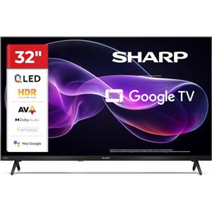Sharp 32HF3365E TV 32" QLED HD Ready 60Hz, Google TV, Nero | Smart TV Sharp 32" QLED HD Ready con Google TV, Quantum Dot, HDR10, Google Cast, Bluetooth, 3 HDMI e 2 USB.